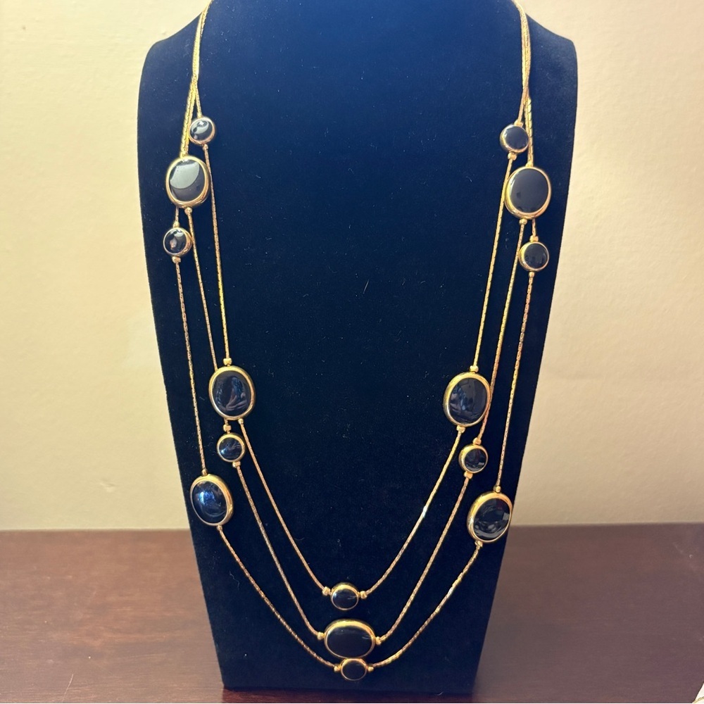 Avon Gold and Black Multi-Strand Necklace